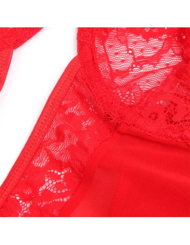SUBBLIME TEDDY CON LIGA DETALLE ENCAJE Y TIRAS ROJO S M