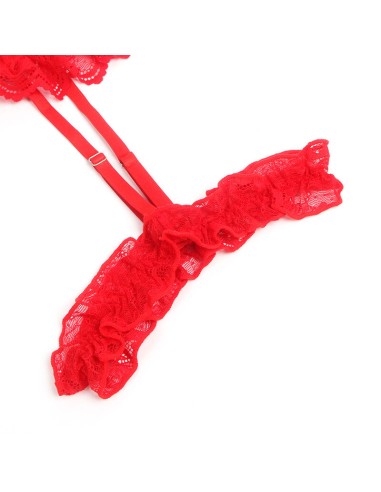 SUBBLIME TEDDY CON LIGA DETALLE ENCAJE Y TIRAS ROJO S M