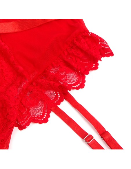 SUBBLIME TEDDY CON LIGA DETALLE ENCAJE Y TIRAS ROJO S M