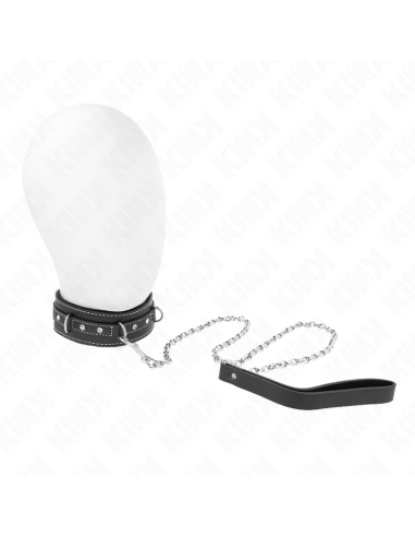KINK COLLAR CON CORREA 105 CM DE PIEL DE PVC REMACHE DE DIAMANTES DE IMITACIAN 415 X 4 CM