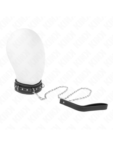 KINK COLLAR CON CORREA 105 CM DE PIEL DE PVC REMACHE DE DIAMANTES DE IMITACIAN 415 X 4 CM