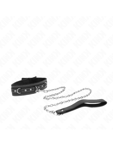 KINK COLLAR CON CORREA 105 CM DE PIEL DE PVC REMACHE DE DIAMANTES DE IMITACIAN 415 X 4 CM