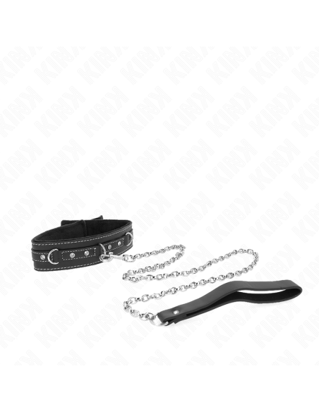 KINK COLLAR CON CORREA 105 CM DE PIEL DE PVC REMACHE DE DIAMANTES DE IMITACIAN 415 X 4 CM