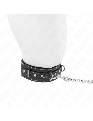 KINK COLLAR CON CORREA 105 CM DE PIEL DE PVC REMACHE DE DIAMANTES DE IMITACIAN 415 X 4 CM