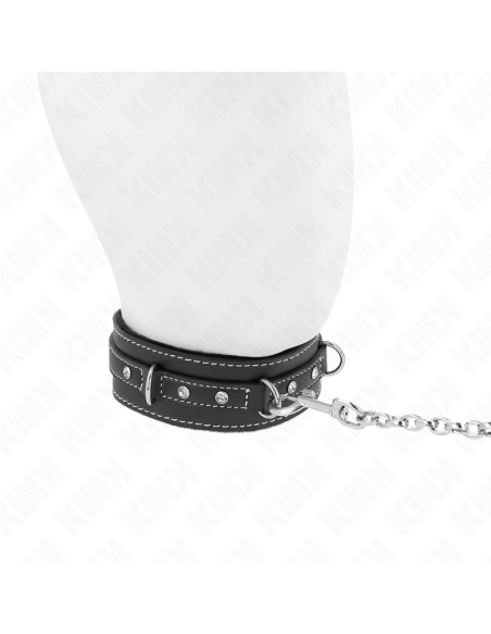 KINK COLLAR CON CORREA 105 CM DE PIEL DE PVC REMACHE DE DIAMANTES DE IMITACIAN 415 X 4 CM