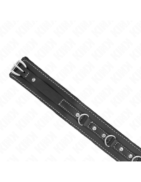 KINK COLLAR CON CORREA 105 CM DE PIEL DE PVC REMACHE DE DIAMANTES DE IMITACIAN 415 X 4 CM