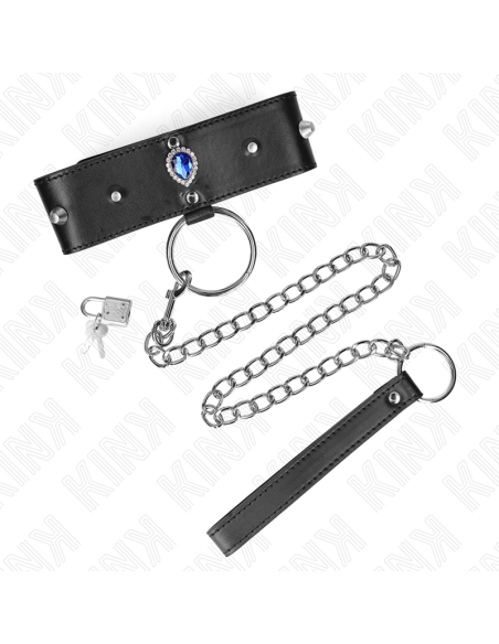KINK COLLAR CON CORREA 65 CM CON DIAMANTES AZULES AJUSTABLE 36 43 CM X 5 CM