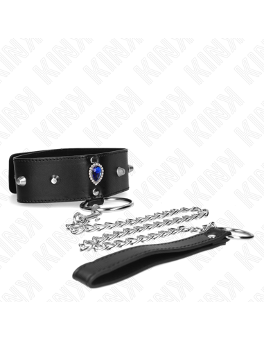 KINK COLLAR CON CORREA 65 CM CON DIAMANTES AZULES AJUSTABLE 36 43 CM X 5 CM