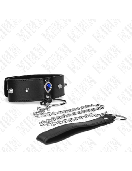 KINK COLLAR CON CORREA 65 CM CON DIAMANTES AZULES AJUSTABLE 36 43 CM X 5 CM