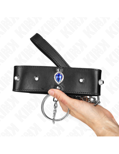 KINK COLLAR CON CORREA 65 CM CON DIAMANTES AZULES AJUSTABLE 36 43 CM X 5 CM