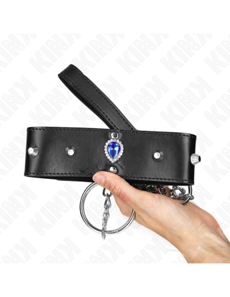 KINK COLLAR CON CORREA 65 CM CON DIAMANTES AZULES AJUSTABLE 36 43 CM X 5 CM