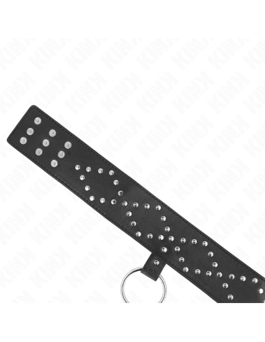 KINK COLLAR CON CORREA 65 CM CON TACHUELAS PLATEADAS MODELO 3 AJUSTABLE 36 43 CM X 5 CM