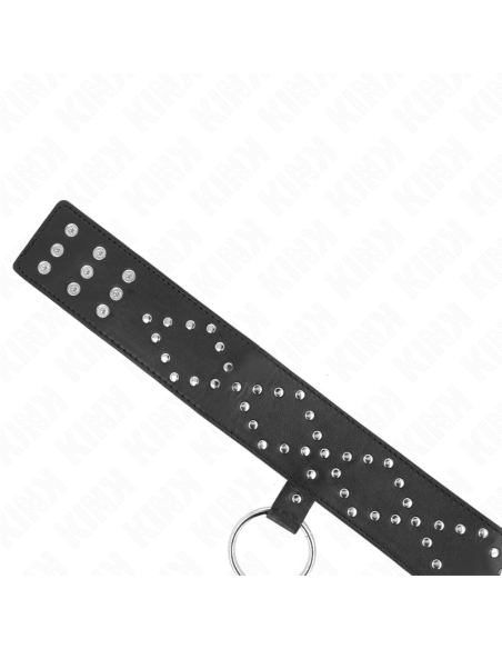 KINK COLLAR CON CORREA 65 CM CON TACHUELAS PLATEADAS MODELO 3 AJUSTABLE 36 43 CM X 5 CM