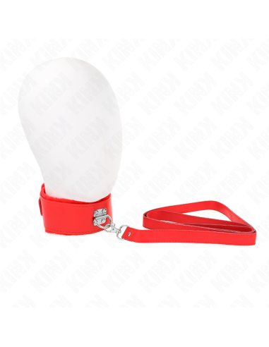 KINK COLLAR CON CORREA 116 CM CON TACHUELAS PLATEADAS MODELO 4 ROJO AJUSTABLE 40 48 CM X 6 CM