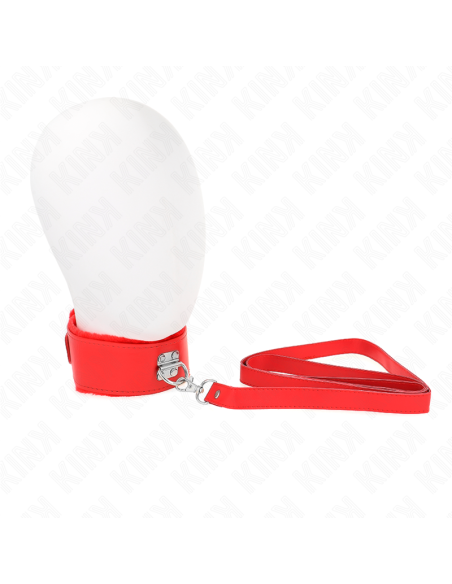 KINK COLLAR CON CORREA 116 CM CON TACHUELAS PLATEADAS MODELO 4 ROJO AJUSTABLE 40 48 CM X 6 CM
