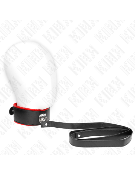 KINK COLLAR CON CORREA 116 CM DE PIEL ROJO AJUSTABLE 40 48 CM X 6 CM