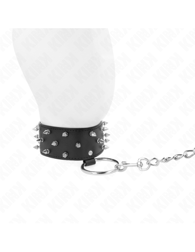 KINK COLLAR CON CORREA 65 CM CON TACHUELAS PLATEADAS MODELO 5 AJUSTABLE 36 43 CM X 5 CM