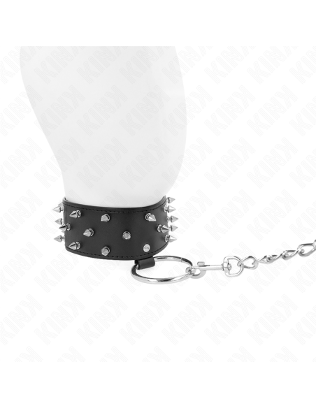 KINK COLLAR CON CORREA 65 CM CON TACHUELAS PLATEADAS MODELO 5 AJUSTABLE 36 43 CM X 5 CM