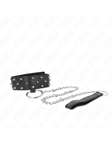KINK COLLAR CON CORREA 65 CM CON TACHUELAS PLATEADAS MODELO 5 AJUSTABLE 36 43 CM X 5 CM