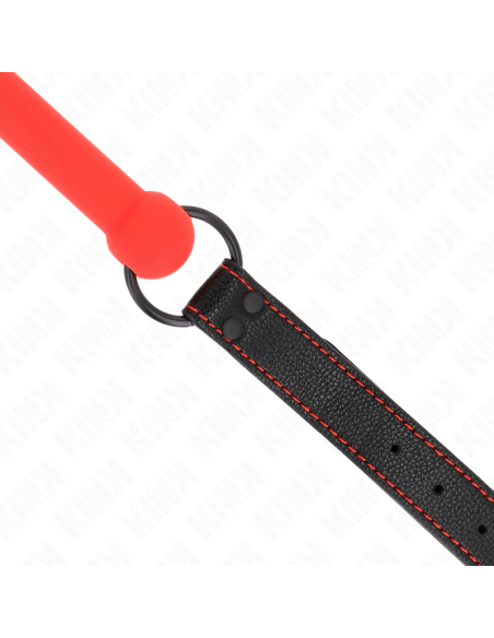 KINK MORDAZA FORMA DE HUESO CON CORREA POLIPIEL ROJO AJUSTABLE 41 57 CM