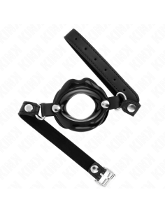 KINK MORDAZA LABIAL 8 CM CON CORREA DE POLIPIEL NEGRO 63 x 2 CM AJUSTABLE 39 58 CM