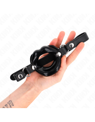 KINK MORDAZA LABIAL 8 CM CON CORREA DE POLIPIEL NEGRO 63 x 2 CM AJUSTABLE 39 58 CM