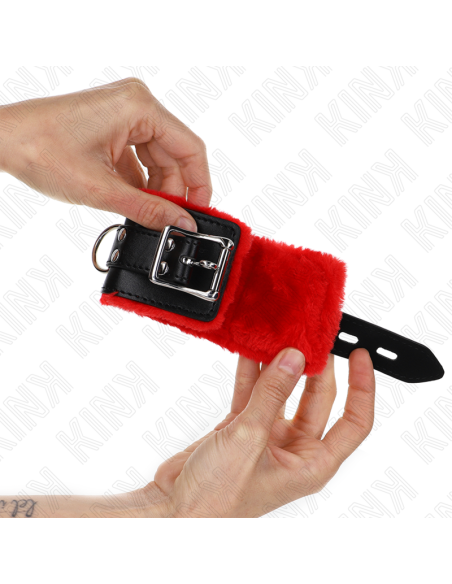 KINK MUAEQUERAS FORRADAS CON AGUJEROS CUADRADOS ROJO Y CORREA NEGRO AJUSTABLE 17 29 CM X 6 CM