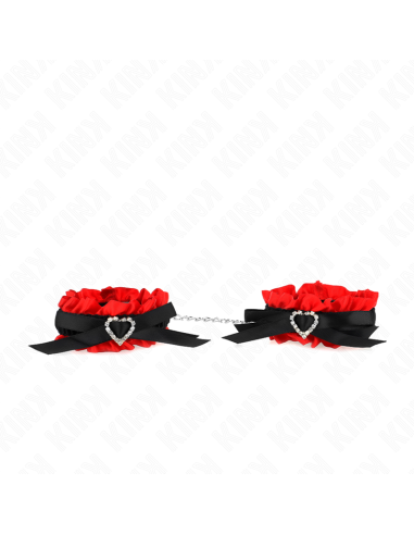 KINK MUAEQUERAS ELASTICAS DE ENCAJE CON DETALLE CORAZAN ROJO AJUSTABLE 22 35 CM