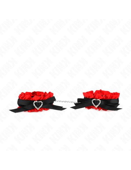 KINK MUAEQUERAS ELASTICAS DE ENCAJE CON DETALLE CORAZAN ROJO AJUSTABLE 22 35 CM