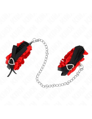 KINK MUAEQUERAS ELASTICAS DE ENCAJE CON DETALLE CORAZAN ROJO AJUSTABLE 22 35 CM