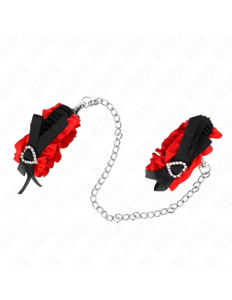KINK MUAEQUERAS ELASTICAS DE ENCAJE CON DETALLE CORAZAN ROJO AJUSTABLE 22 35 CM