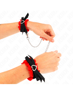 KINK MUAEQUERAS ELASTICAS DE ENCAJE CON DETALLE CORAZAN ROJO AJUSTABLE 22 35 CM