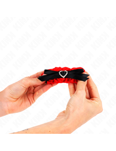 KINK MUAEQUERAS ELASTICAS DE ENCAJE CON DETALLE CORAZAN ROJO AJUSTABLE 22 35 CM
