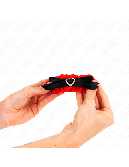 KINK MUAEQUERAS ELASTICAS DE ENCAJE CON DETALLE CORAZAN ROJO AJUSTABLE 22 35 CM