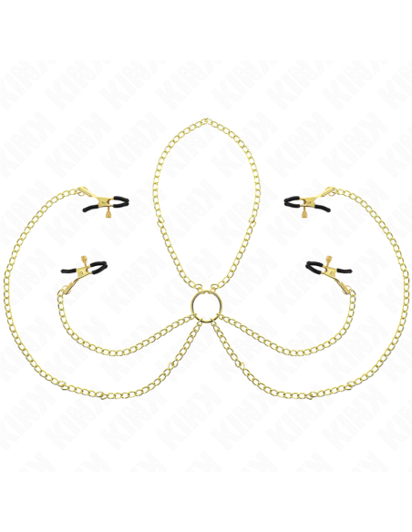 KINK PINZAS PARA PEZONES Y CLATORIS 4 ENGANCHES AJUSTABLE DORADO KINK PINZAS PARA PEZONES Y CLATORIS 4 ENGANCHES AJUSTABLE DORADO