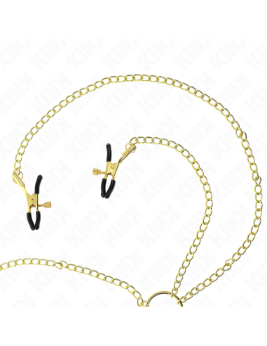 KINK PINZAS PARA PEZONES Y CLATORIS 4 ENGANCHES AJUSTABLE DORADO