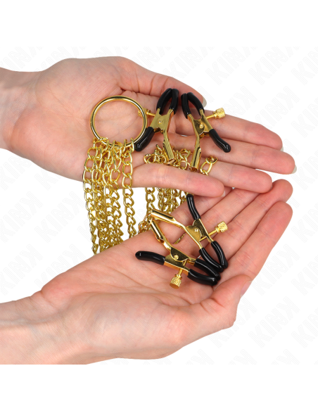 KINK PINZAS PARA PEZONES Y CLATORIS 4 ENGANCHES AJUSTABLE DORADO