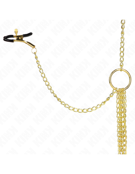 KINK PINZAS PARA PEZONES Y CLATORIS 4 ENGANCHES AJUSTABLE DORADO