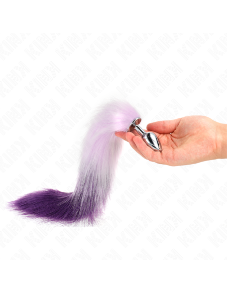 KINK PLUG ANAL TALLA S 7 X 3 CM CON COLA SINTATICA 40 CM VIOLETA