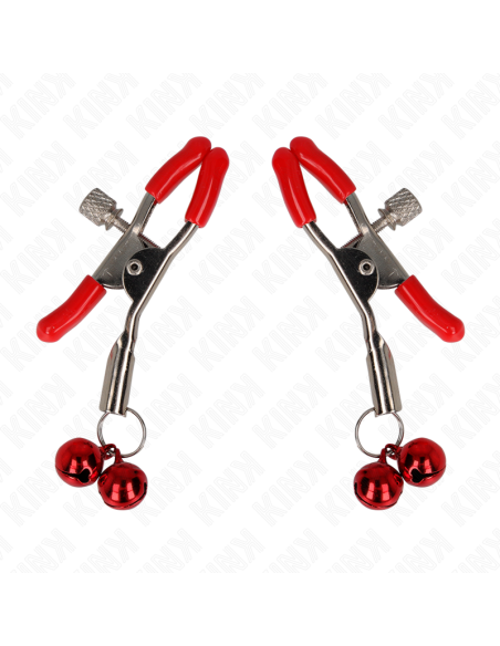 KINK PINZAS PARA PEZONES ROJAS CON DOBLE CAMPANILLA ROJO 6 CM