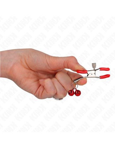 KINK PINZAS PARA PEZONES ROJAS CON DOBLE CAMPANILLA ROJO 6 CM