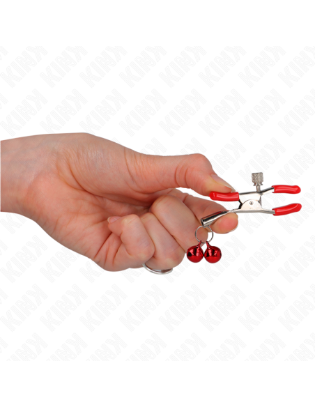 KINK PINZAS PARA PEZONES ROJAS CON DOBLE CAMPANILLA ROJO 6 CM