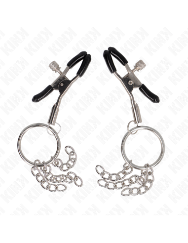 KINK PINZAS PARA PEZONES CON ARO Y PEQUEAAS CADENAS PLATEADO 6 CM