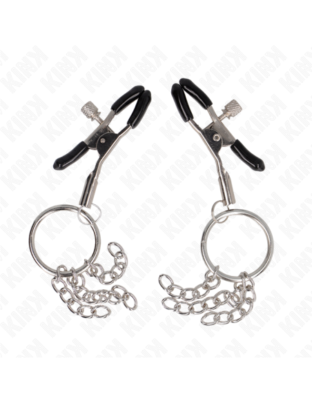 KINK PINZAS PARA PEZONES CON ARO Y PEQUEAAS CADENAS PLATEADO 6 CM