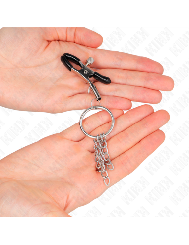 KINK PINZAS PARA PEZONES CON ARO Y PEQUEAAS CADENAS PLATEADO 6 CM