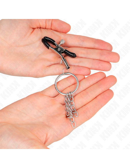 KINK PINZAS PARA PEZONES CON ARO Y PEQUEAAS CADENAS PLATEADO 6 CM