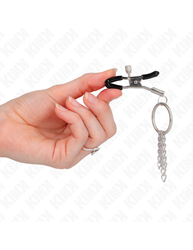 KINK PINZAS PARA PEZONES CON ARO Y PEQUEAAS CADENAS PLATEADO 6 CM
