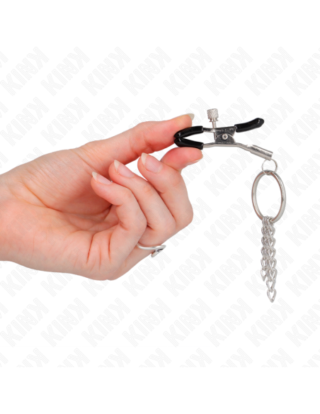 KINK PINZAS PARA PEZONES CON ARO Y PEQUEAAS CADENAS PLATEADO 6 CM