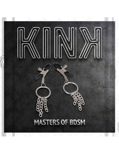 KINK PINZAS PARA PEZONES CON ARO Y PEQUEAAS CADENAS PLATEADO 6 CM
