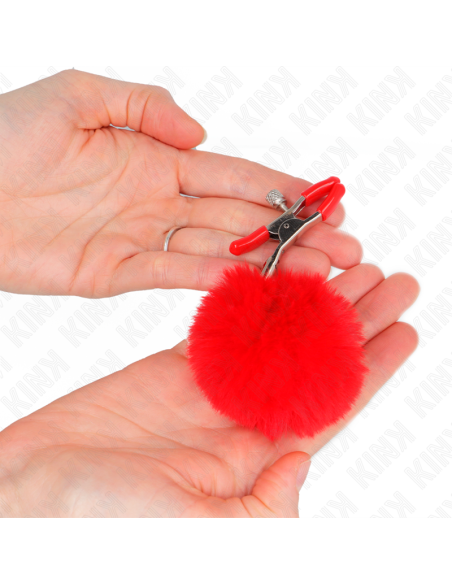 KINK PINZAS PARA PEZONES CON POMPAN ROJO 6 CM